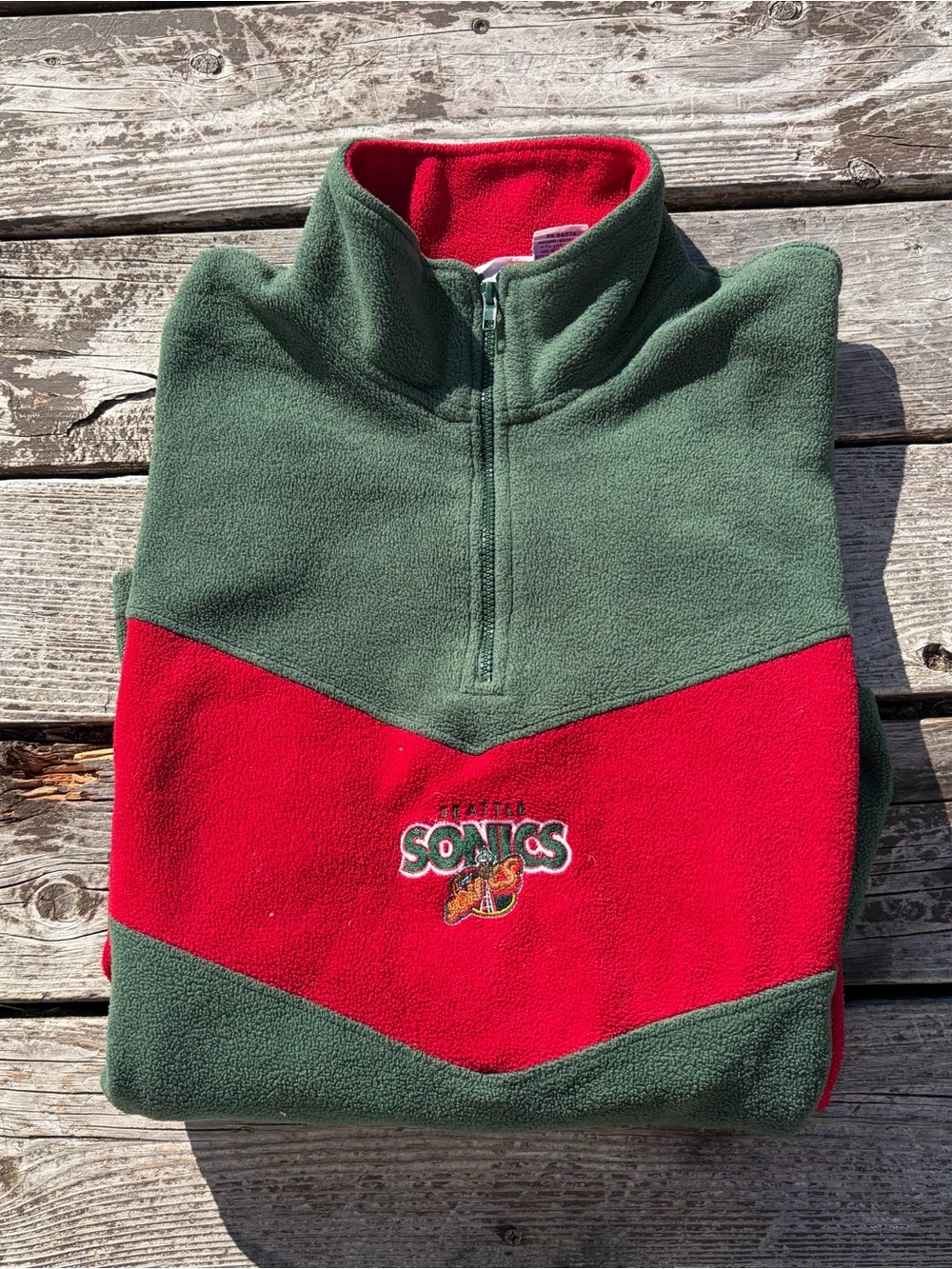 Seattle SuperSonics Vintage 1/4 Zip Fleece sweater Jacket Pro Edge NBA